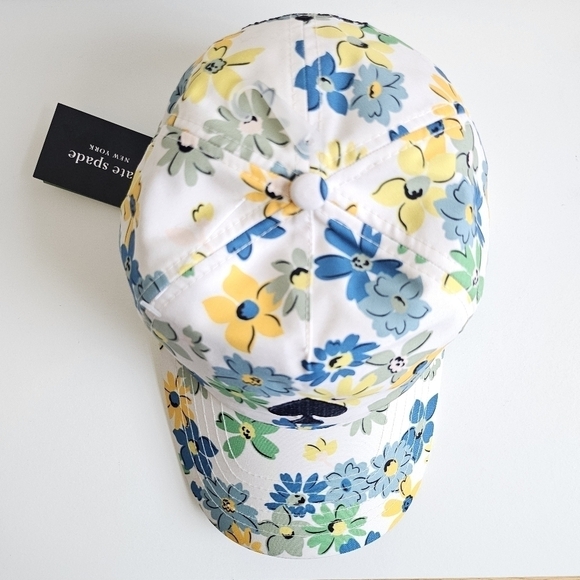 New Kate Spade New York Printed Floral French Cream Baseball Hat/Cap NWT - Picture 2 of 7